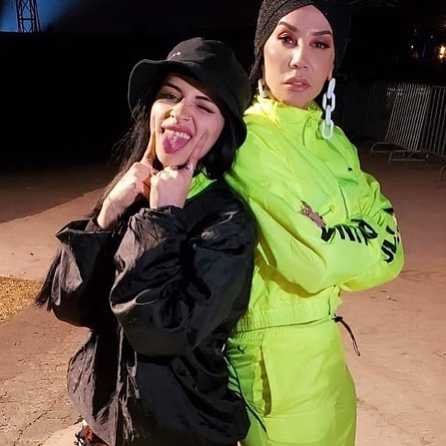 Cazzu (Left) and Ivy Queen as seen while posing for a picture in Mexico City, Mexico in November 2019