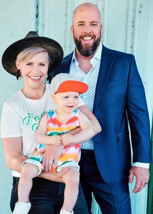Chris Sullivan as seen with his wife and son in July 2021