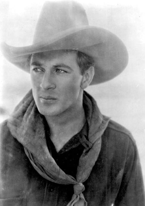 Gary Cooper as seen in the publicity photo for the American western film 'The Winning of Barbara Worth' (1926)