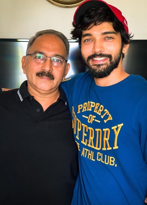Harsh Rajput with his father in an Instagram post in June 2021