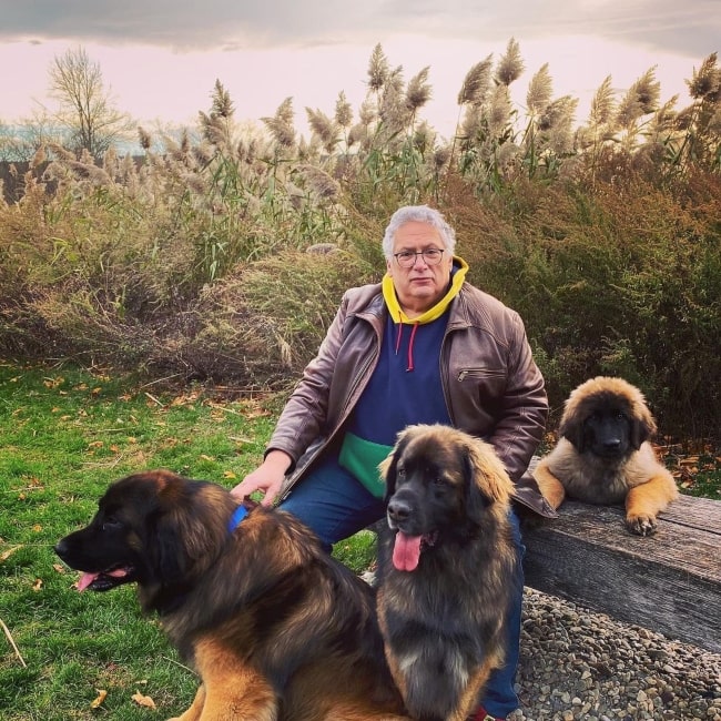 Harvey Fierstein as seen in a picture with his dogs in April 2021