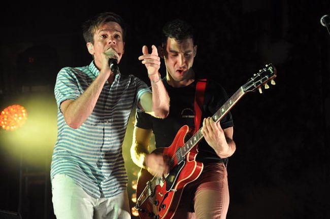 Jack Antonoff (right) and Nate Ruess seen performing onstage in 2012