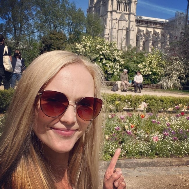 Jayne Wisener as seen while taking a selfie in Paris, France in April 2021