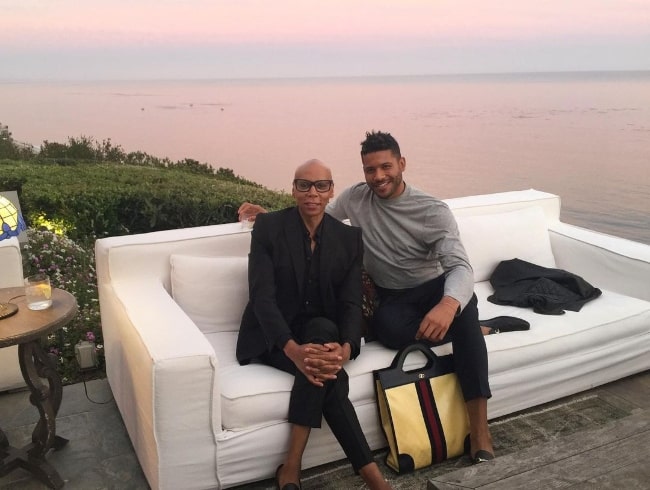 Jeffrey Bowyer-Chapman (Right) posing for a picture with RuPaul Charles in Malibu, California in November 2020