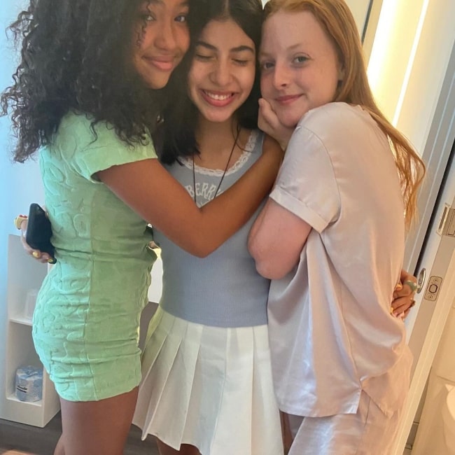 Kyndra Sanchez as seen in a picture that was taken with co-stars Anais Lee and Vivian Watson in July 2021