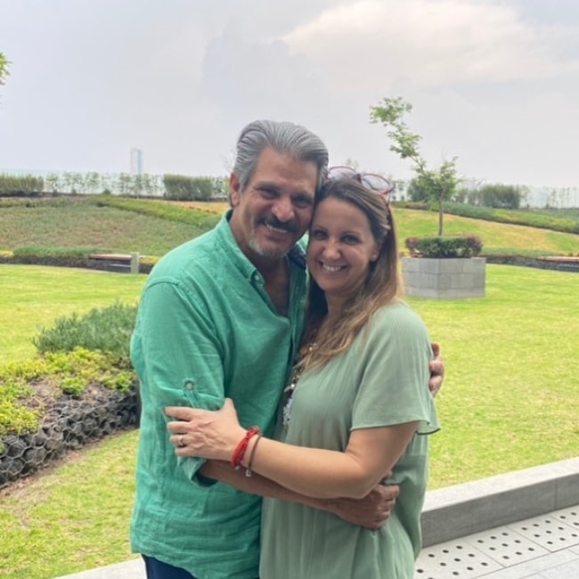 Roberto Mateos as seen in a picture with his wife Arancha Solis in September 2021