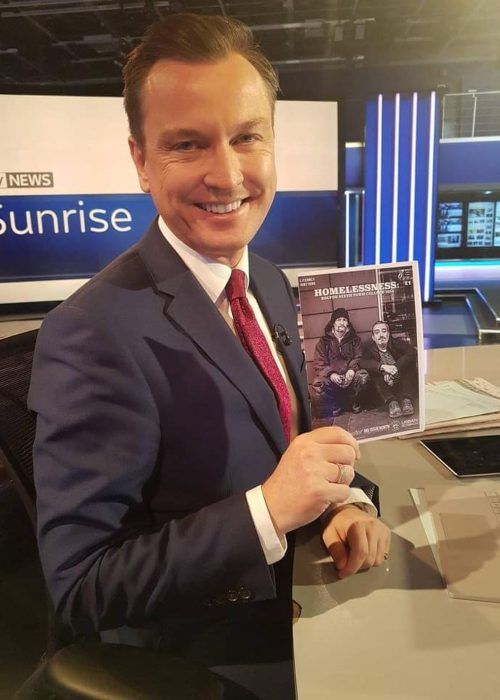 Stephen Dixon as seen smiling on the set of Sky News Sunrise