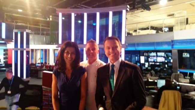Stephen Dixon (right) as seen with his colleagues from Sky News