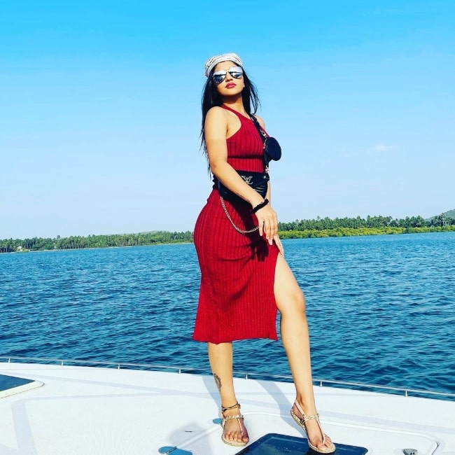 Yashika Aannand as seen while posing for the camera in Goa in April 2021