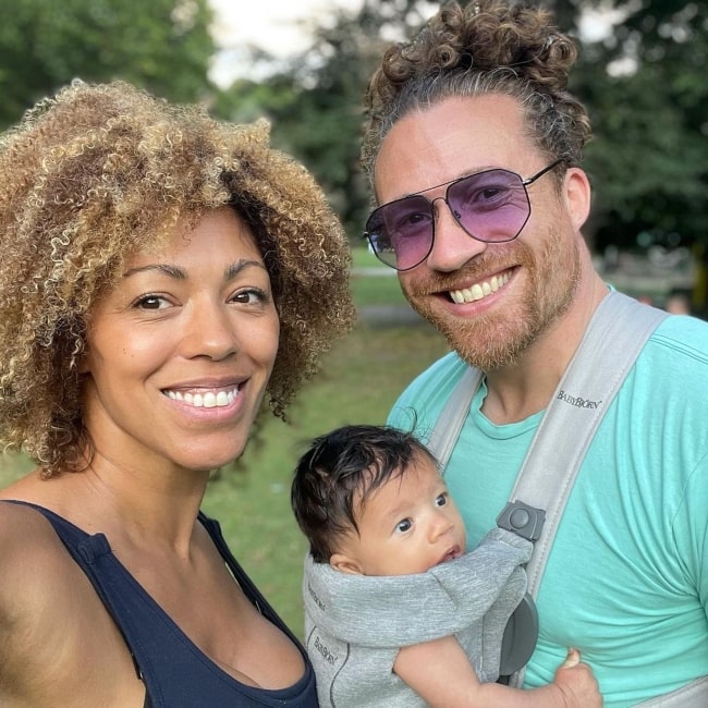 Zoe Williams with her boyfriend and bundle of joy in August 2021