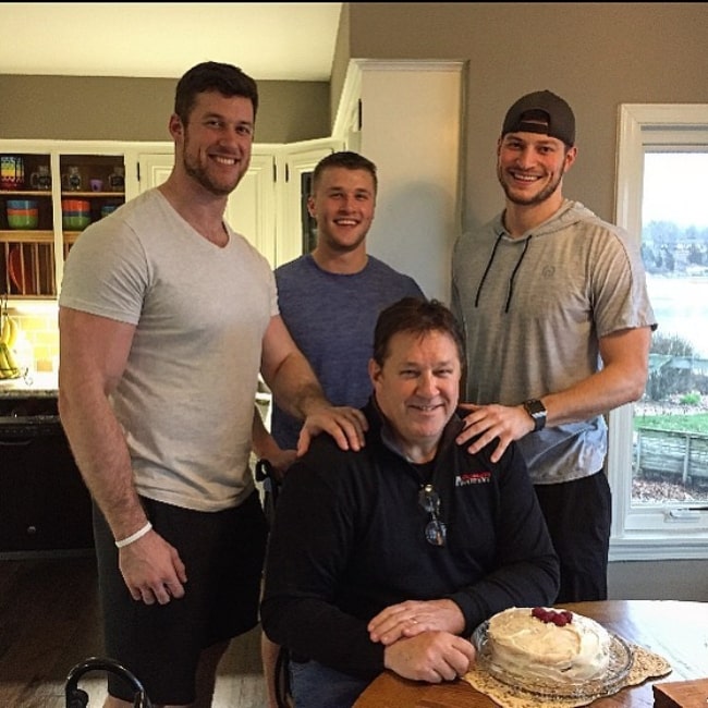 Clayton Echard in a picture with his brothers Patrick and Nate that was taken in March 2020 while celebrating their father father Brian Echard's 57th birthday