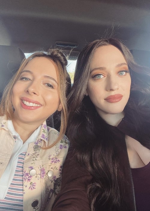 Esther Povitsky (Left) as seen while smiling for a selfie alongside Kat Dennings in September 2021