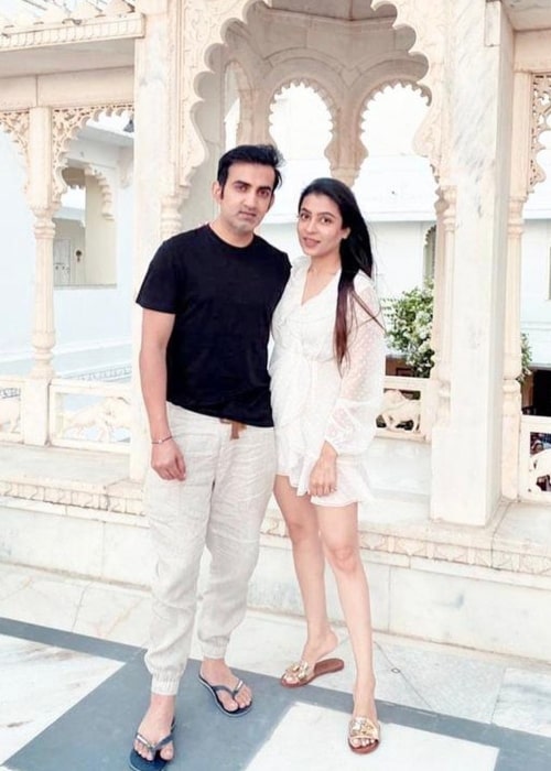 Gautam Gambhir and Natasha Jain, as seen in March 2021