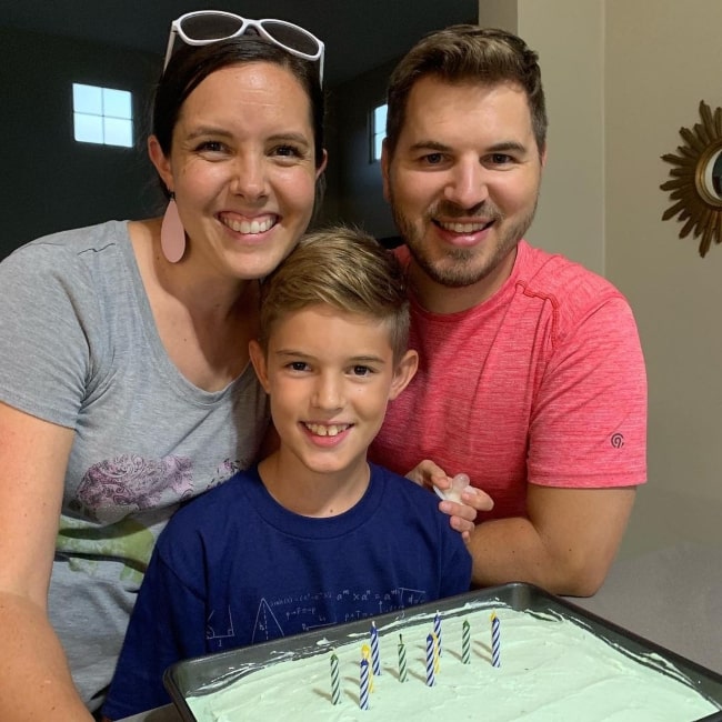 Isaac Johnston as seen in a picture with his parents Kendra and Jeremy Johnston in August 2019