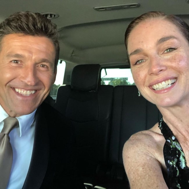 Julianne Nicholson having fun with her husband in September 2021