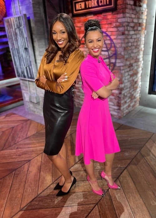 Malika Andrews as seen in a picture that was taken with sports analyst Maria Taylor in April 2021