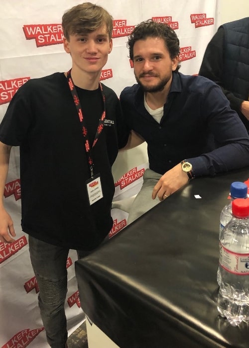 Matt Lintz (Left) as seen while posing for a picture with Kit Harington in March 2019