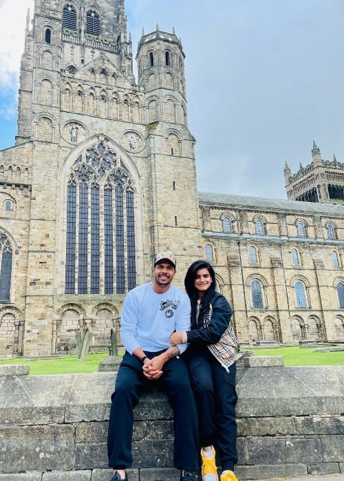 Tanya Wadhwa and Umesh Yadav at Durham Cathedral in Durham, England in 2021