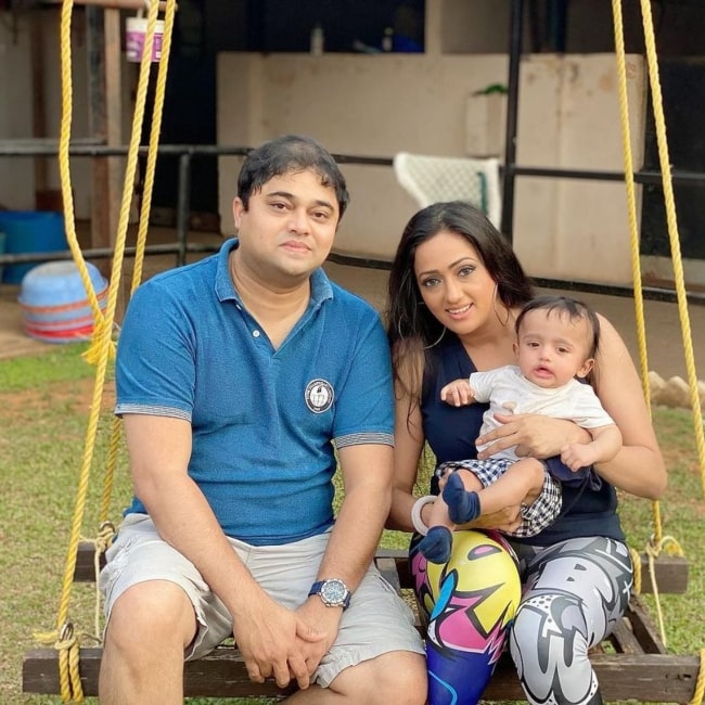 Brinda Parekh in a picture with her husband Ajay Kamath and their son Arjun Kamath in May 2021