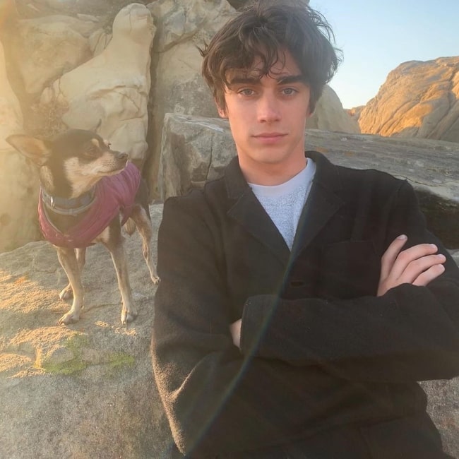 Deaken Bluman and his dog in an Instagram post in October 2019