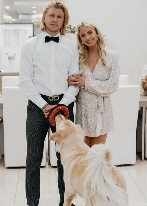 Emily Ferguson as seen in a picture that was taken with her beau William Karlsson and their dog Obi-Wan Karlsson in January 2021, in Las Vegas, Nevada