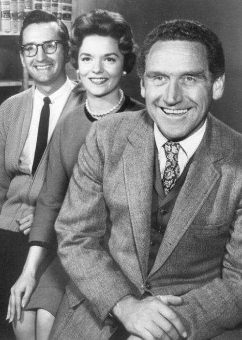 From Left to Right - Publicity photo of Conlan Carter, Janet De Gore, and James Whitmore from the television series 'The Law and Mr. Jones'
