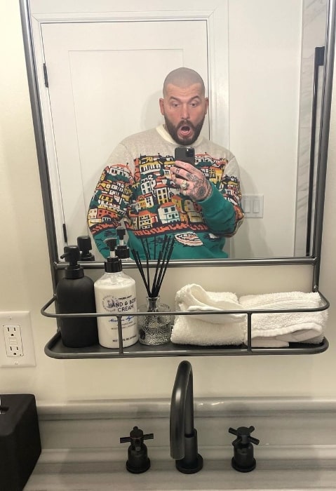 Gashi as seen while taking a mirror selfie in New York City, New York