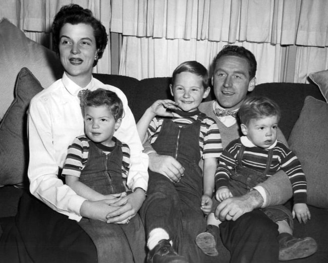James Whitmore and Nancy Mygatt in 1954 with their sons (from left) - Stephen, James, and Danny