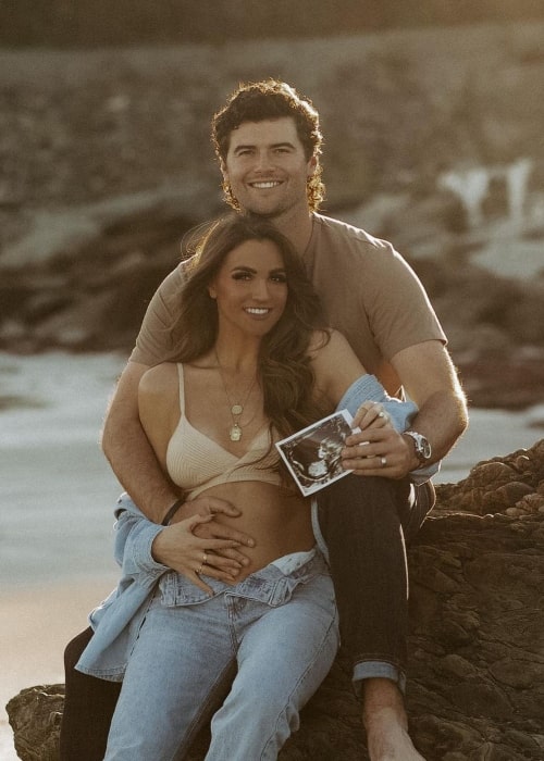 Jarrett Stidham and Kennedy Brown, as seen in October 2021