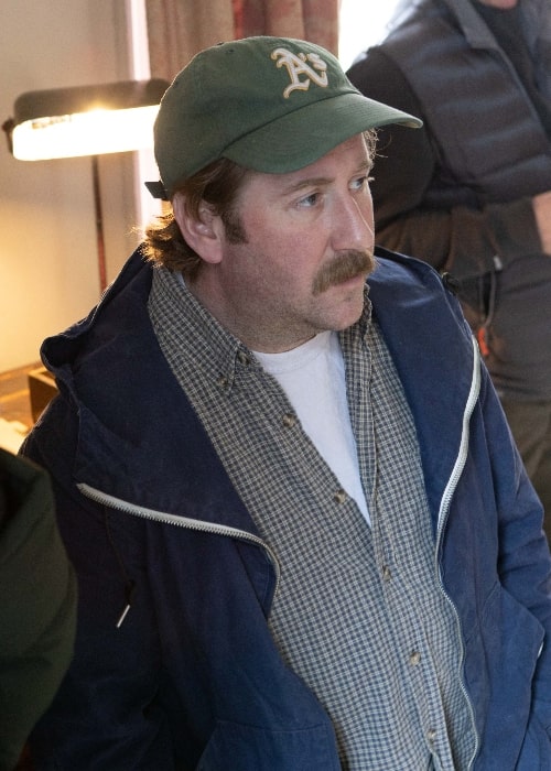 Jim Howick as seen while in discussion with producer Matthew Mulot on the set of 'Ghosts' series 2 in March 2020