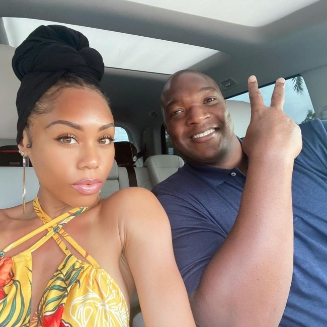 Monique Samuels as seen in a selfie that was taken with her spouse Chris Samuels in June 2021