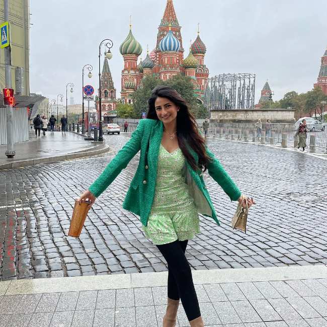 Palak Tiwari as seen smiling in Moscow in 2021