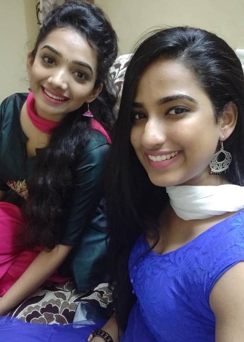 Saanve Megghana as seen in a picture with her best friend Swechha Shetty in January 2019