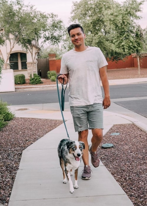 Sam Anderson as seen in a picture with his pet dog in September 2021