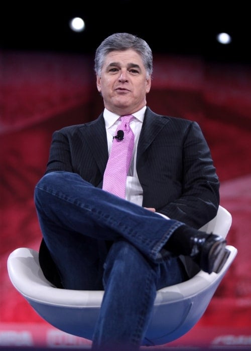 Sean Hannity pictured while speaking at the 2016 Conservative Political Action Conference (CPAC) in National Harbor, Maryland