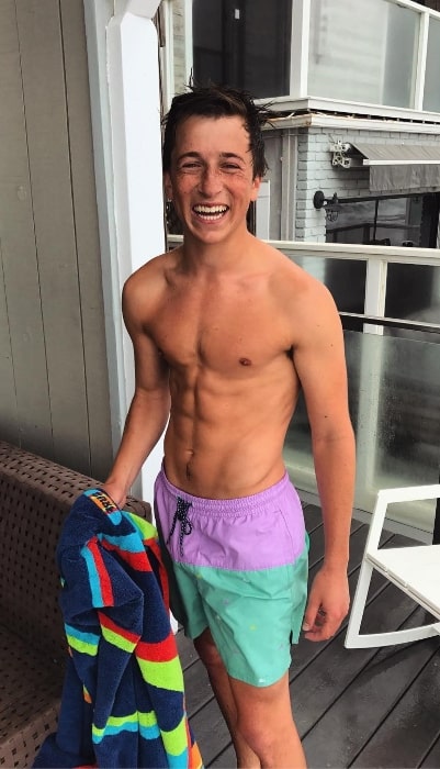 Skyler Gisondo as seen while posing shirtless for the camera in July 2017