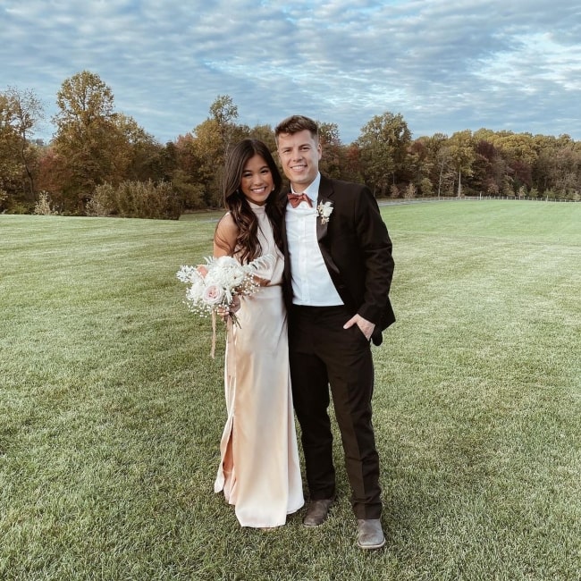 Tiffany Espensen and her beau singer and songwriter Lawson Bates in Elizabethtown, Pennsylvania in October 2021