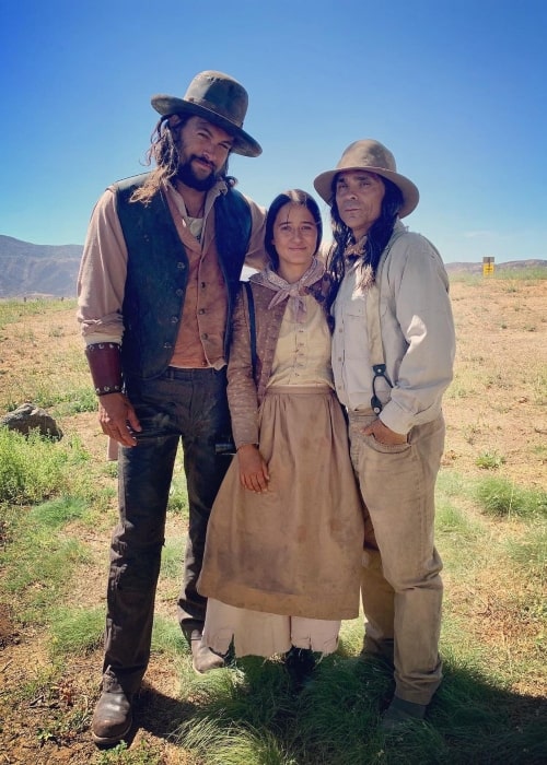 Zahn McClarnon as seen in a picture that was taken with Jason Momoa and Mainei Kinimaka in October 2019