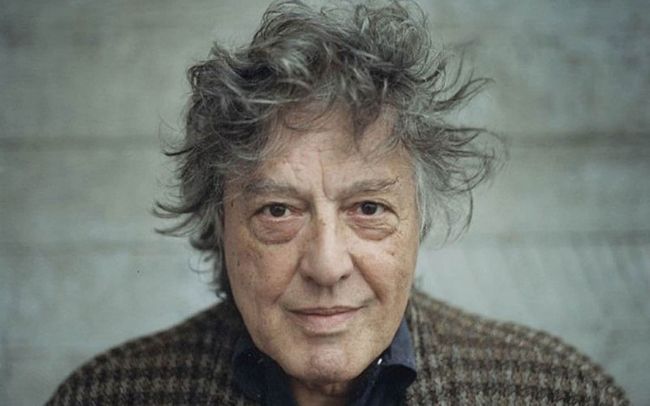 A close-up of renowned playwright Tom Stoppard