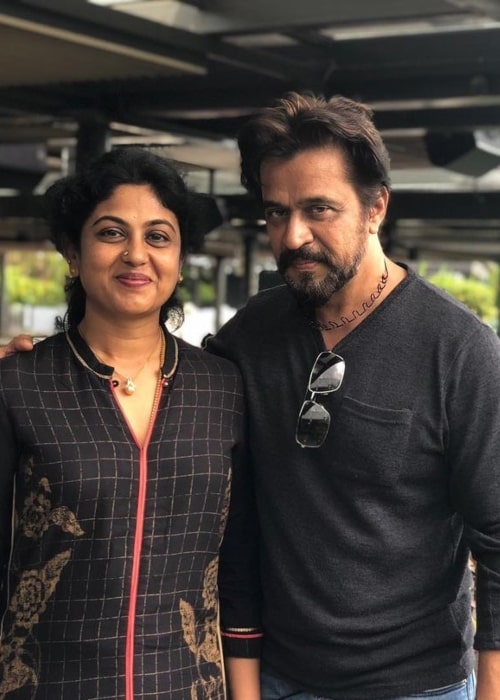 Arjun Sarja and Niveditha Arjun, as seen in April 2020