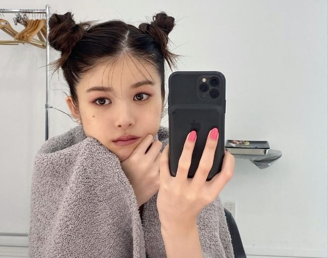 Fumika Baba as seen while taking a mirror selfie in August 2021