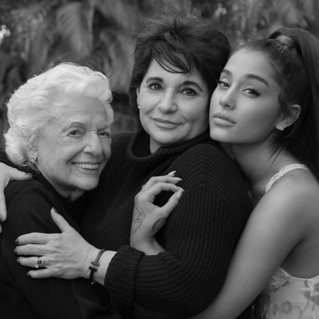 Joan Grande (center) seen flanked by her mother Marjorie and daughter Ariana in July 2019