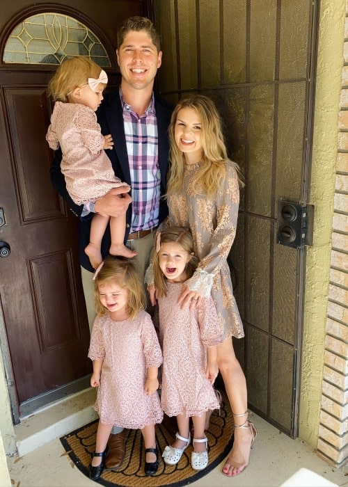 John Webster and her beau Alyssa Webster with their children Allie, Lexi, and Zoey in March 2020