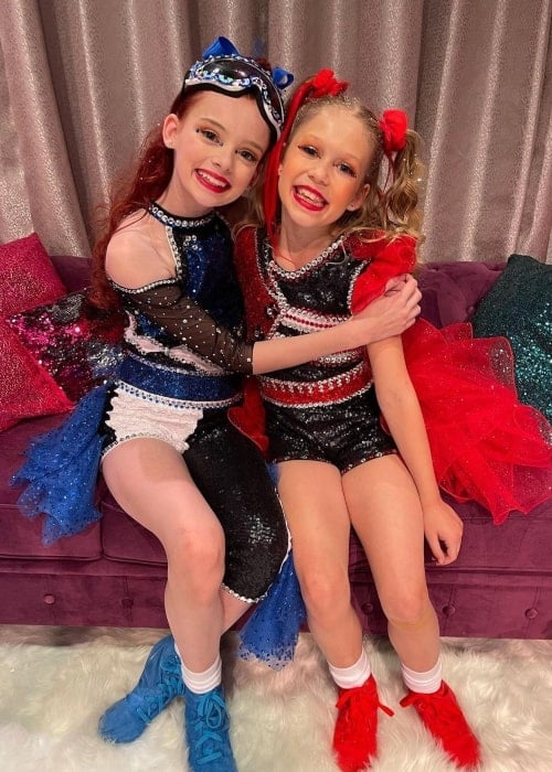 Kinley Cunningham as seen in a picture with fellow dancer Leigha Rose Sanderson in Hollywood, California in December 2021