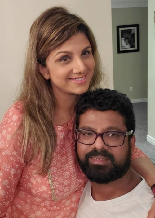 Rambha and Indrakumar Pathmanathan, as seen in June 2021