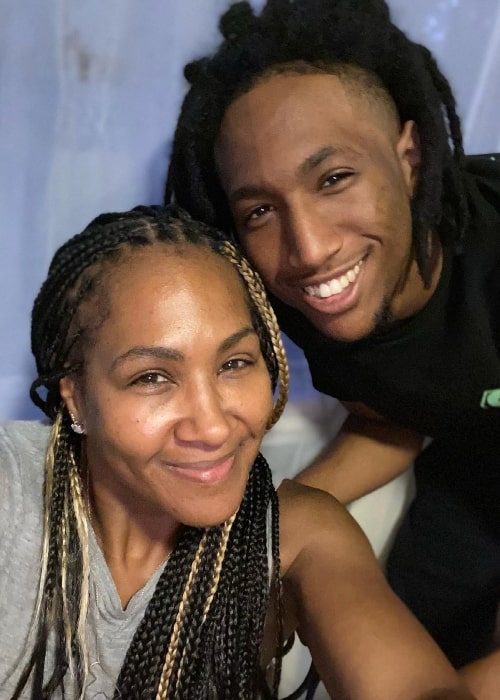 Terri J. Vaughn smiling in a picture alongside her son Daylen in June 2021
