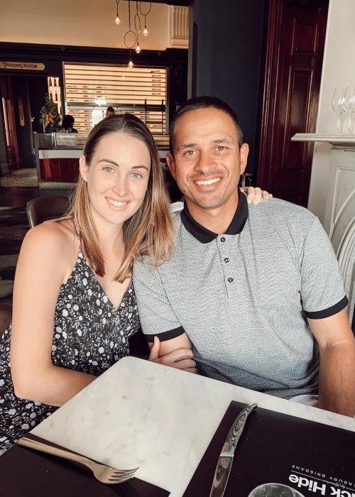 Usman Khawaja and Rachel McLellan, as seen in November 2021