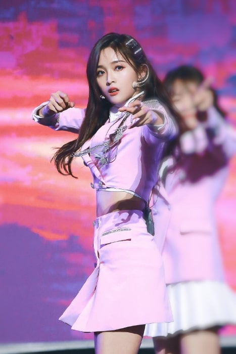 Wu Xuanyi as seen while performing at the Rocket Girl 101's 1st anniversary concert in 2019