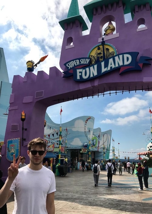 Andrew Burnap posing for a picture at Super Silly Fun Land in March 2019