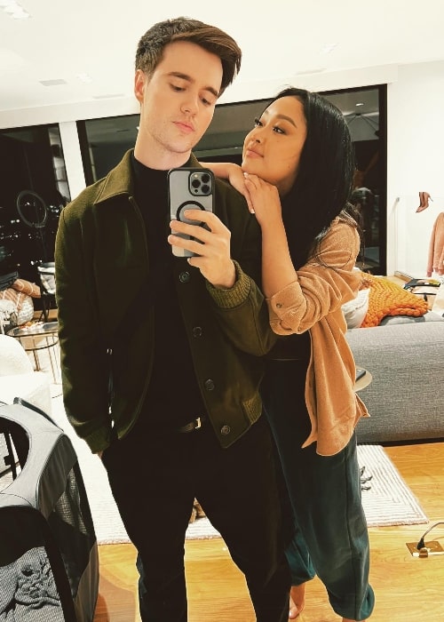 Anthony De La Torre as seen while taking a mirror selfie with Lana Condor in 2021